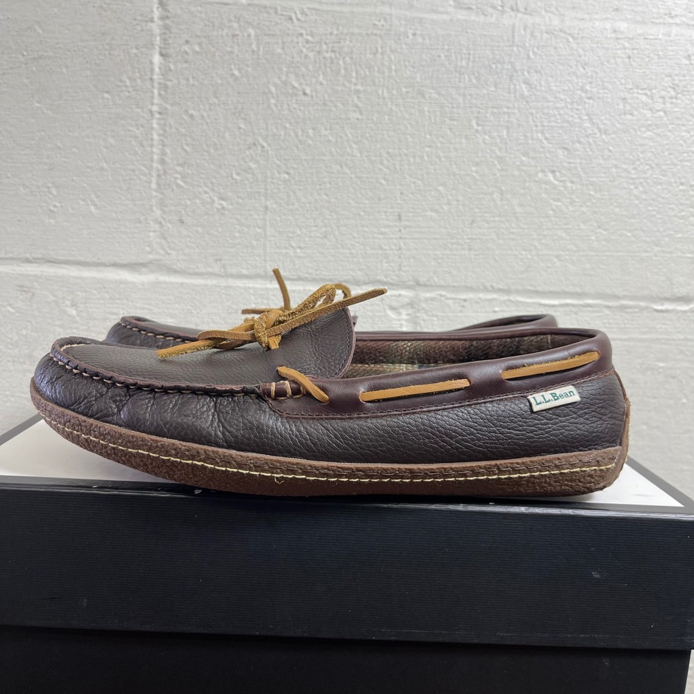 L.L Bean Wicked Good 212164 Brown Leather Moccasins Slip On Men's Size 10 M - Picture 4 of 10